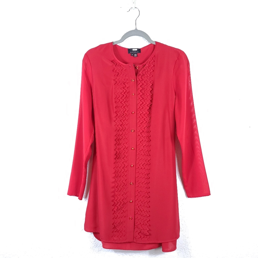TED BAKER Red Scallop Ruffle Belted Mini Dress
